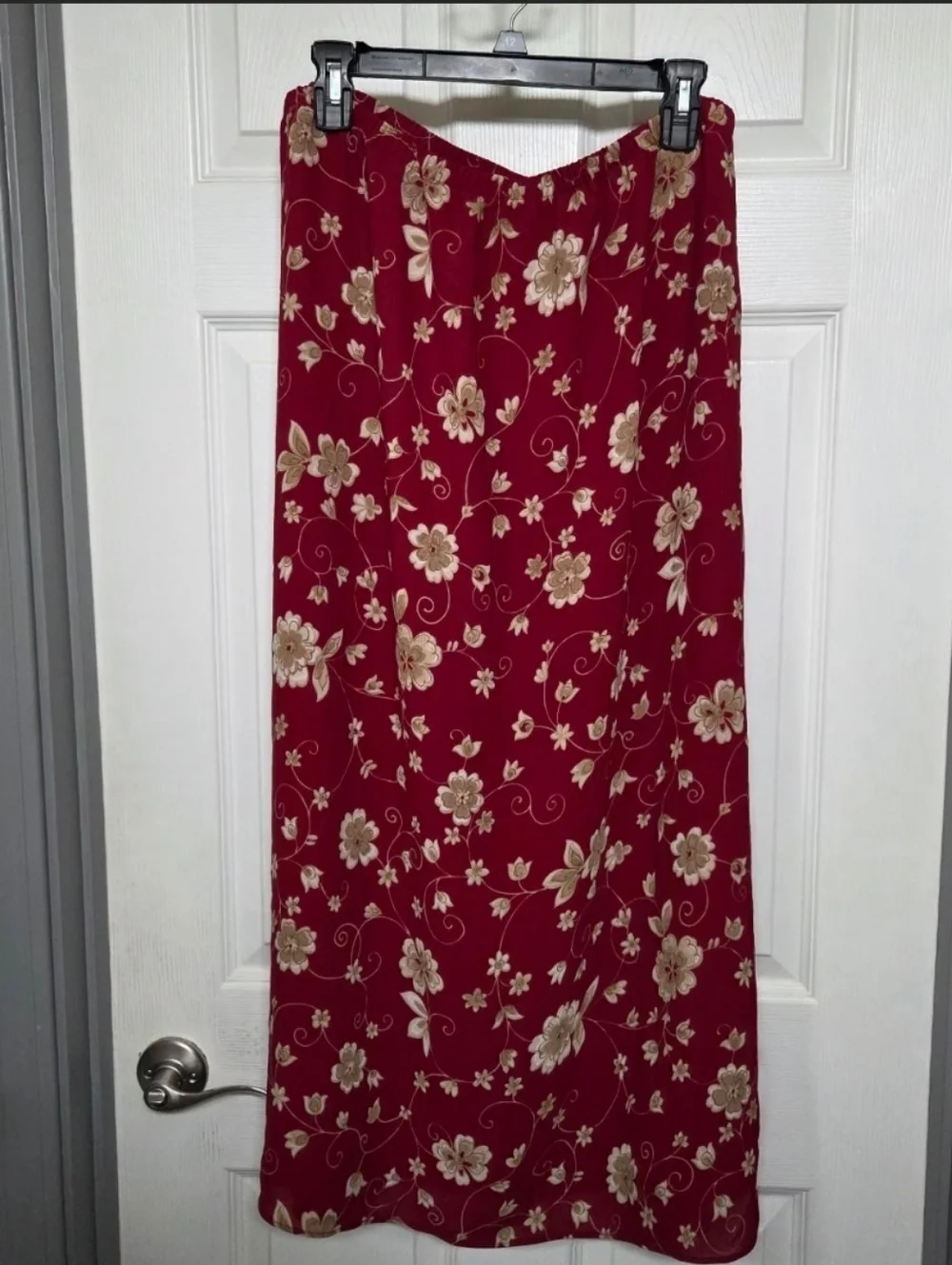 Wine & Tan Floral Maxi Skirt 90s Fairy Cottagecore Western Boho Whimsigoth Large